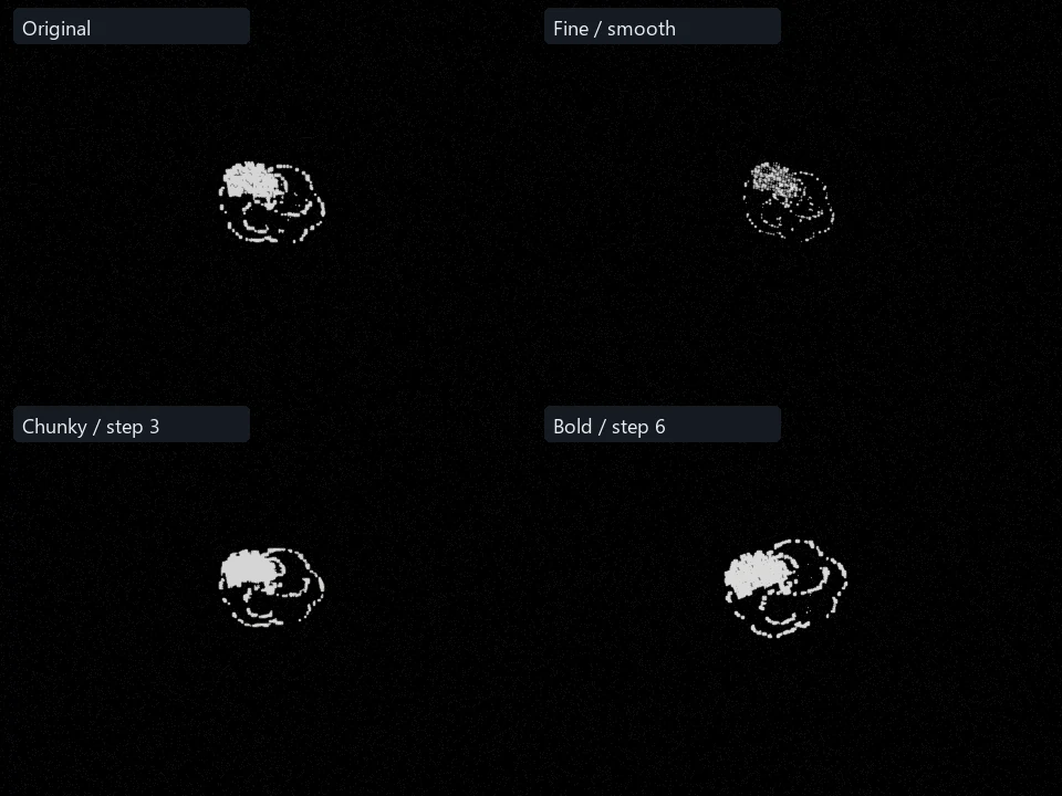 Ink Curl Puff preset comparison